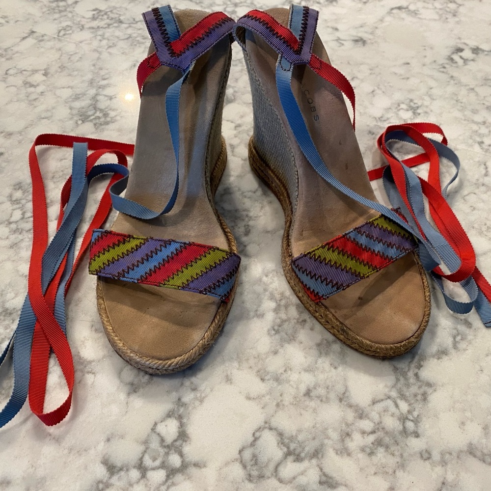 Marc Jacobs Raffia Color Block Stripe Wedges 39 - image 1